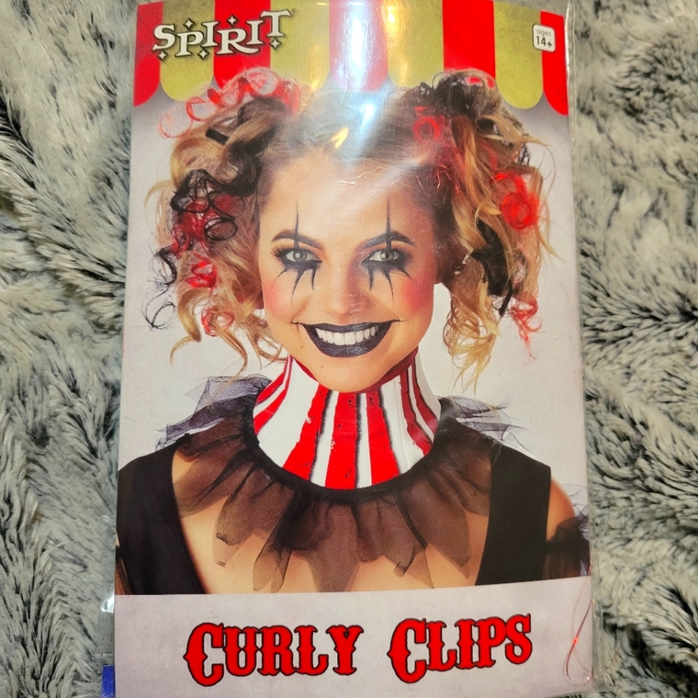 Red and black curly hair clips